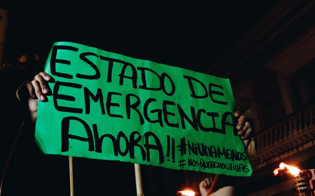 Cartel de manifestación que dice: Estado de Emergencia Ahora.