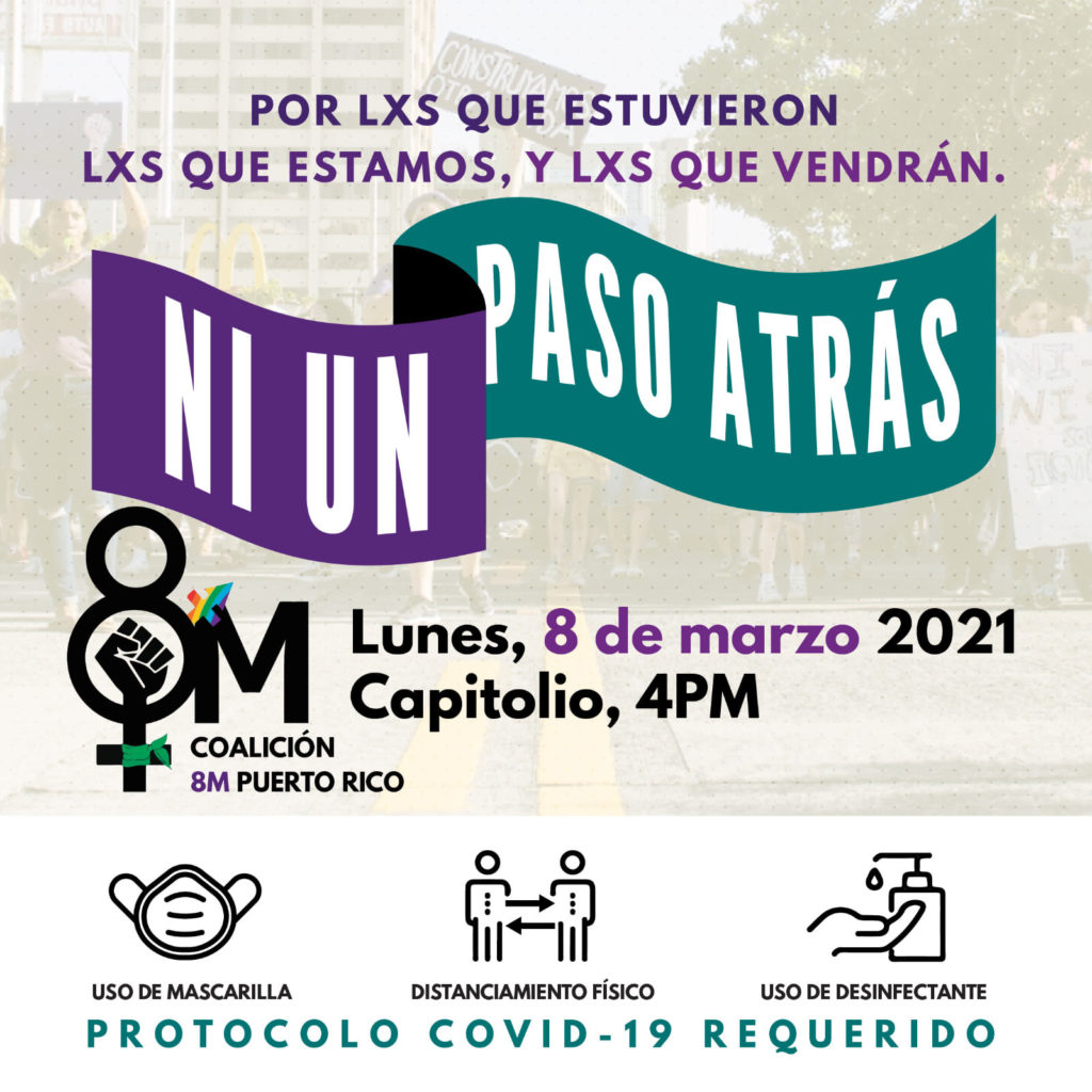 Convocatoria 8 de marzo, Ni un paso atrás el lunes 8 de marzo 2021 frente al Capitolio 4PM